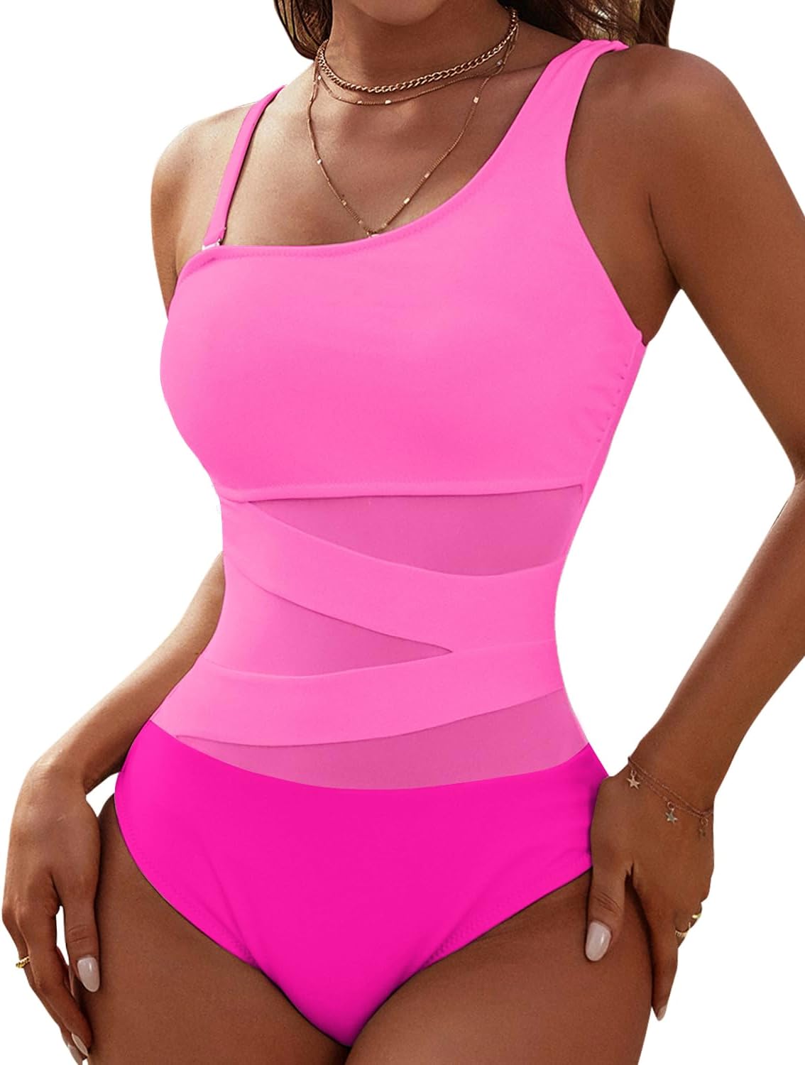 Manufacturer  Blooming Jelly Women's Sexy One Piece Bathing Suits One Shoulder Swimsuits Slimming Mesh Swimwear  Swimsuit