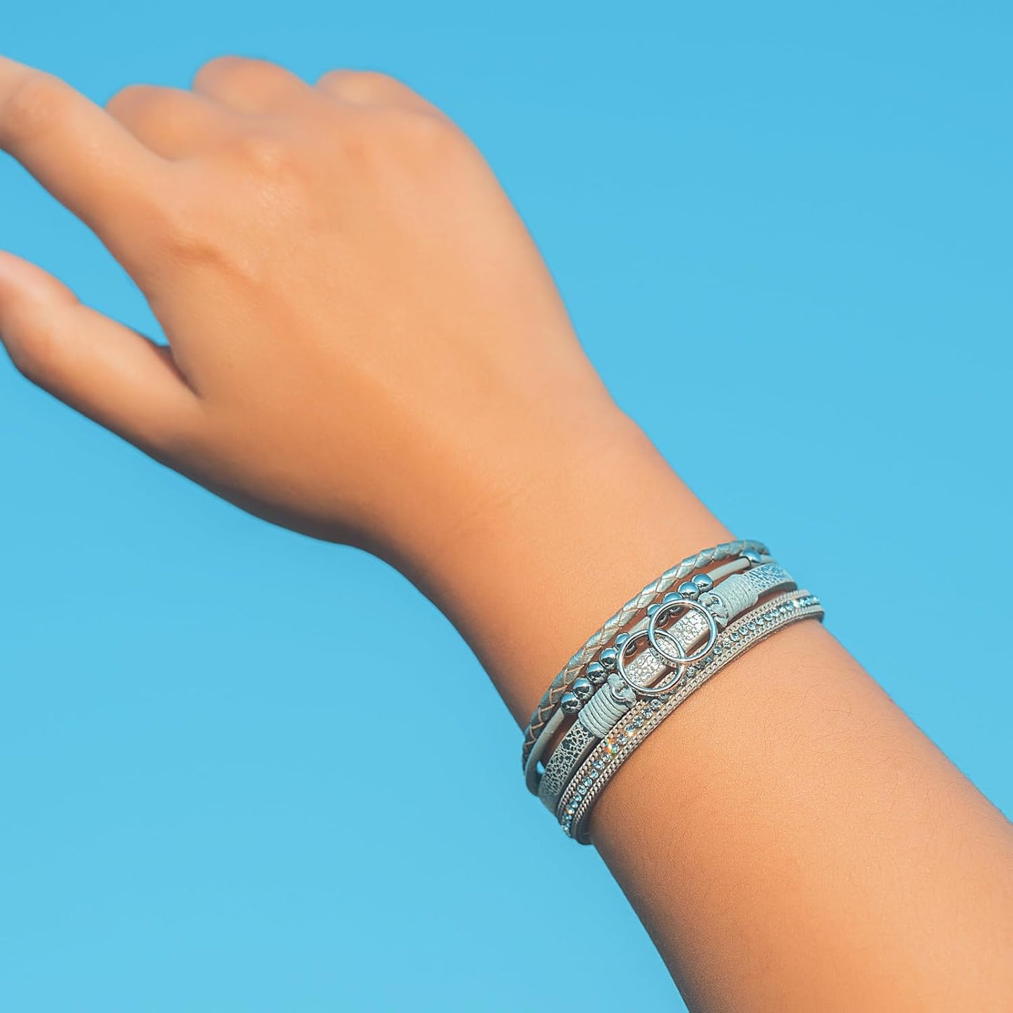 Manufacturer  FANCY SHINY Boho Wrap Bracelets Leather Cuff Bangle Gold Beaded Bracelets for Women Stackable Infinity Bracelets Jewelry Gift Mom with Magnetic Clasp  bracelets