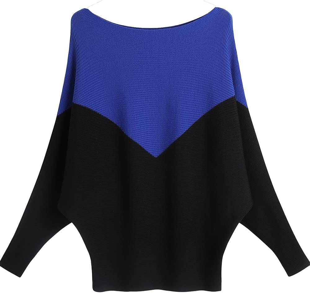 Manufacturer  Ckikiou Womens Lightweight Oversized Boat Neck Sweaters Tops Dolman Batwing Sleeve Ribbed Knitted Pullovers   sweaters