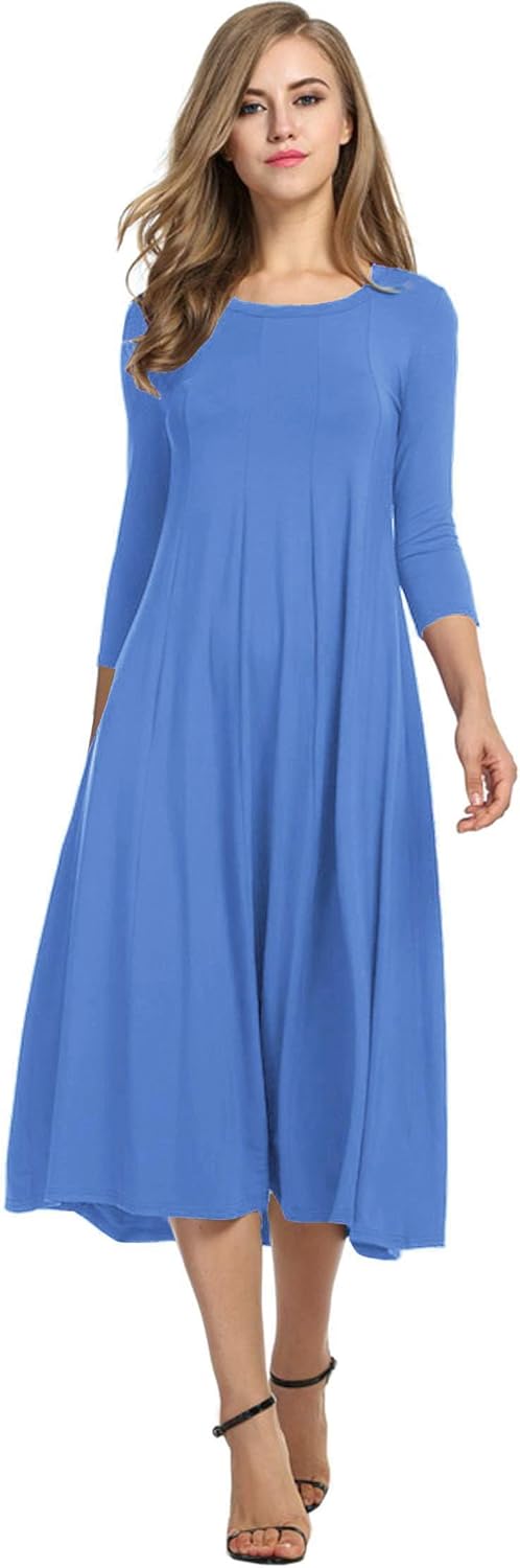 Manufacturer  HOTOUCH Women's 3/4 Sleeve A-line and Flare Midi Long Dress dresses