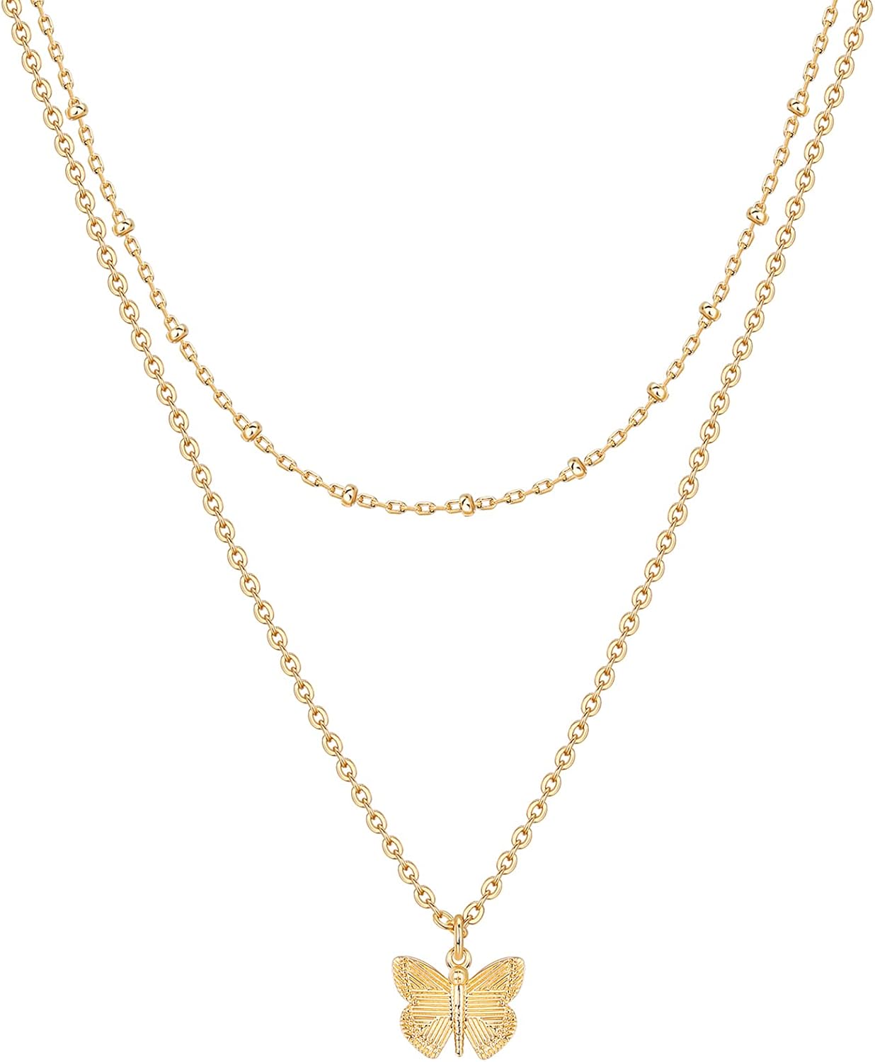 Manufacturer  PAVOI 14K Gold Plated Layering Necklaces | Stylish Minimalist Design Pendant Necklaces | Butterfly, Heart, Lock, Evil Eye, Coin, Lightning Bolt, Circle, Cross Pendants for Women  Necklace