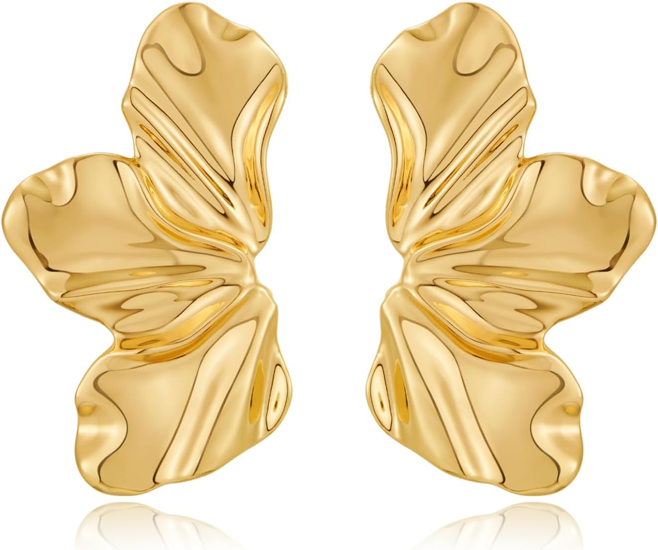 Manufacturer  Chunky Gold Statement Earrings For Women Gold Plated Sectored Flower Leaf Shell Angel Wing Earrings Large Stud Earrings Hypoallergenic Earrings  earring