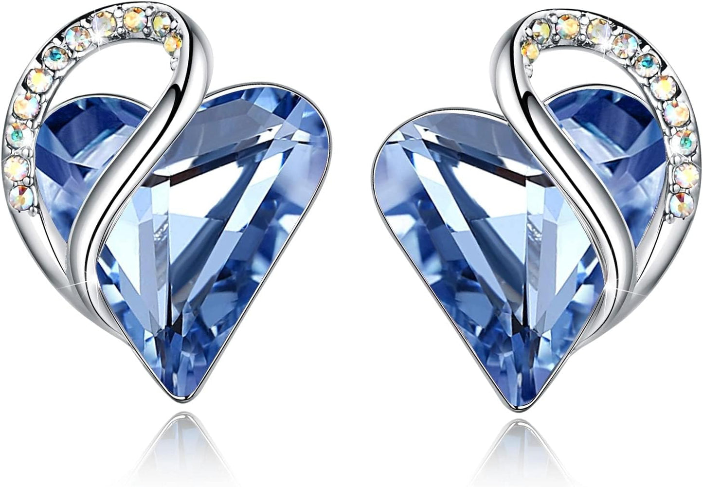 Manufacturer  Earrings for Women, Mothers Day Gift for Mom, Heart Birthstone Crystal Stud Earring, Silver Plated Birthday Jewelry  earring