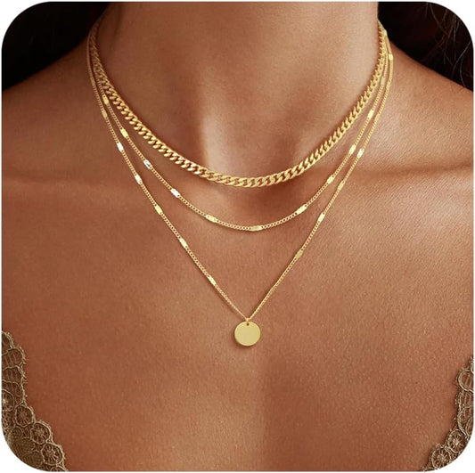 Manufacturer  14K Gold Plated Layering Necklaces For Women Gold Necklace Set, Cuban Link, Snake Chain, Paperclip Layered Chains, Twisted Rope and Twisted Chain, Trendy Layering Necklace  Necklace