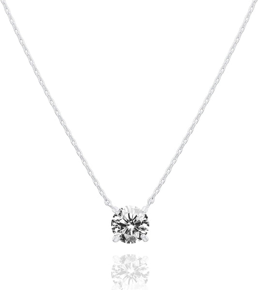 Manufacturer  PAVOI 14K Gold Plated Crystal Solitaire 1.5 Carat (7.3mm) Cubic Zirconia Dainty Choker Necklace | Gold Necklaces for Women  Necklace