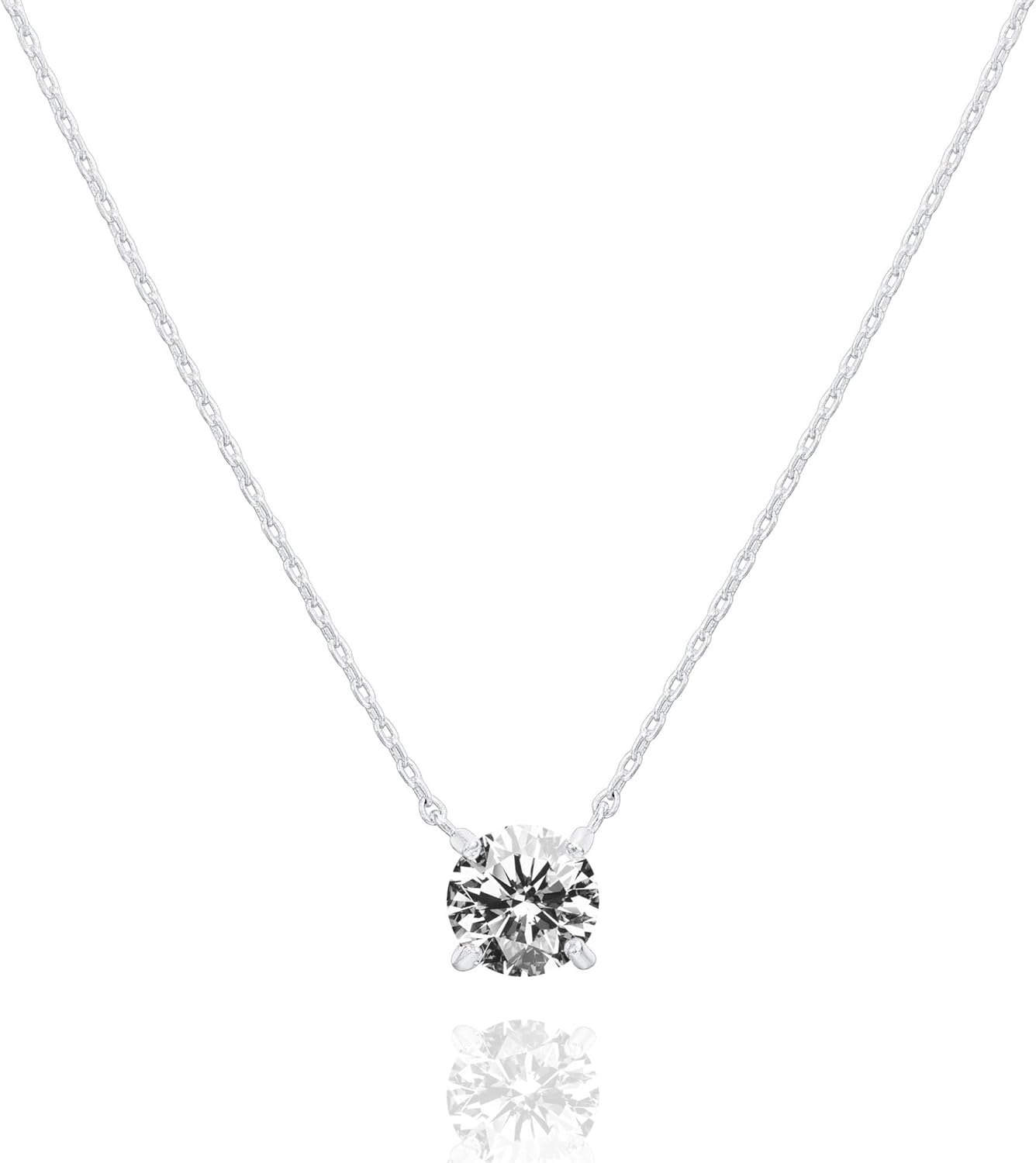 Manufacturer  PAVOI 14K Gold Plated Crystal Solitaire 1.5 Carat (7.3mm) Cubic Zirconia Dainty Choker Necklace | Gold Necklaces for Women  Necklace
