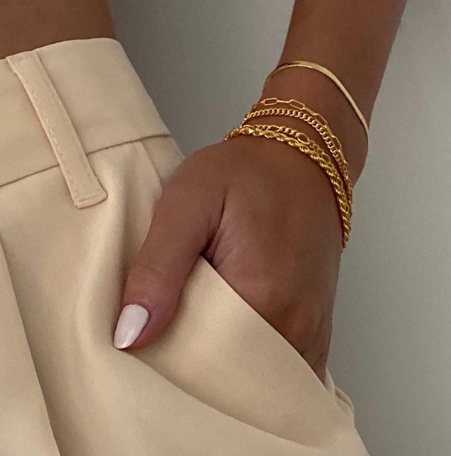 Manufacturer  DEARMAY Gold Bracelets - Real 14K Women's Cute Tennis Cubic Beaded Link Paperclip Dainty Bracelet Pack  bracelets