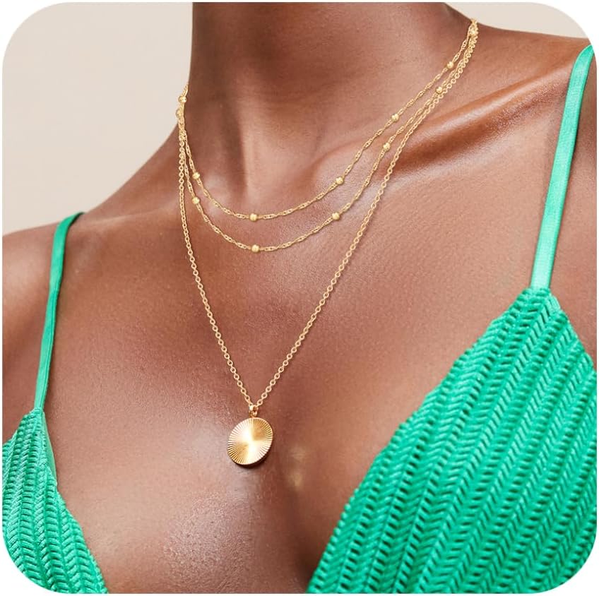 Manufacturer  Layered Gold Necklace for Women, 14K Gold Plated Necklace Stack for Women, Dainty Adjustable Gold Necklace Set  necklace