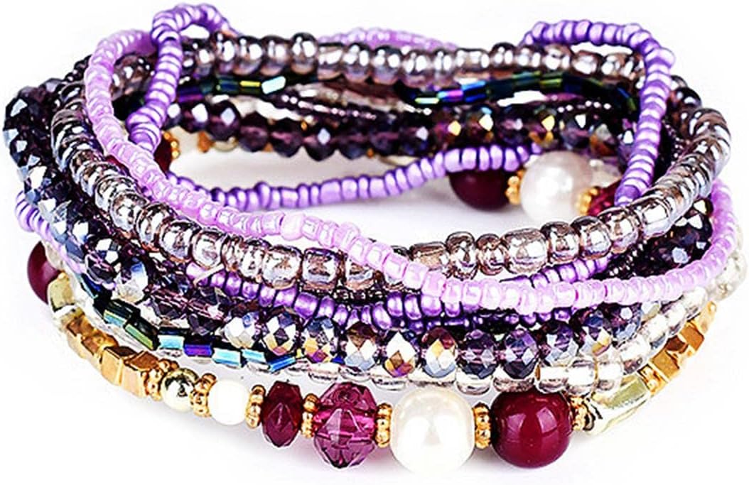 Manufacturer  Fuqimanman2020 Bohemian Crystal Beaded Stackable Bracelets Handmade Colorful Crystal Pearl Seed Beads Bracelets for Women Jewelry  bracelets