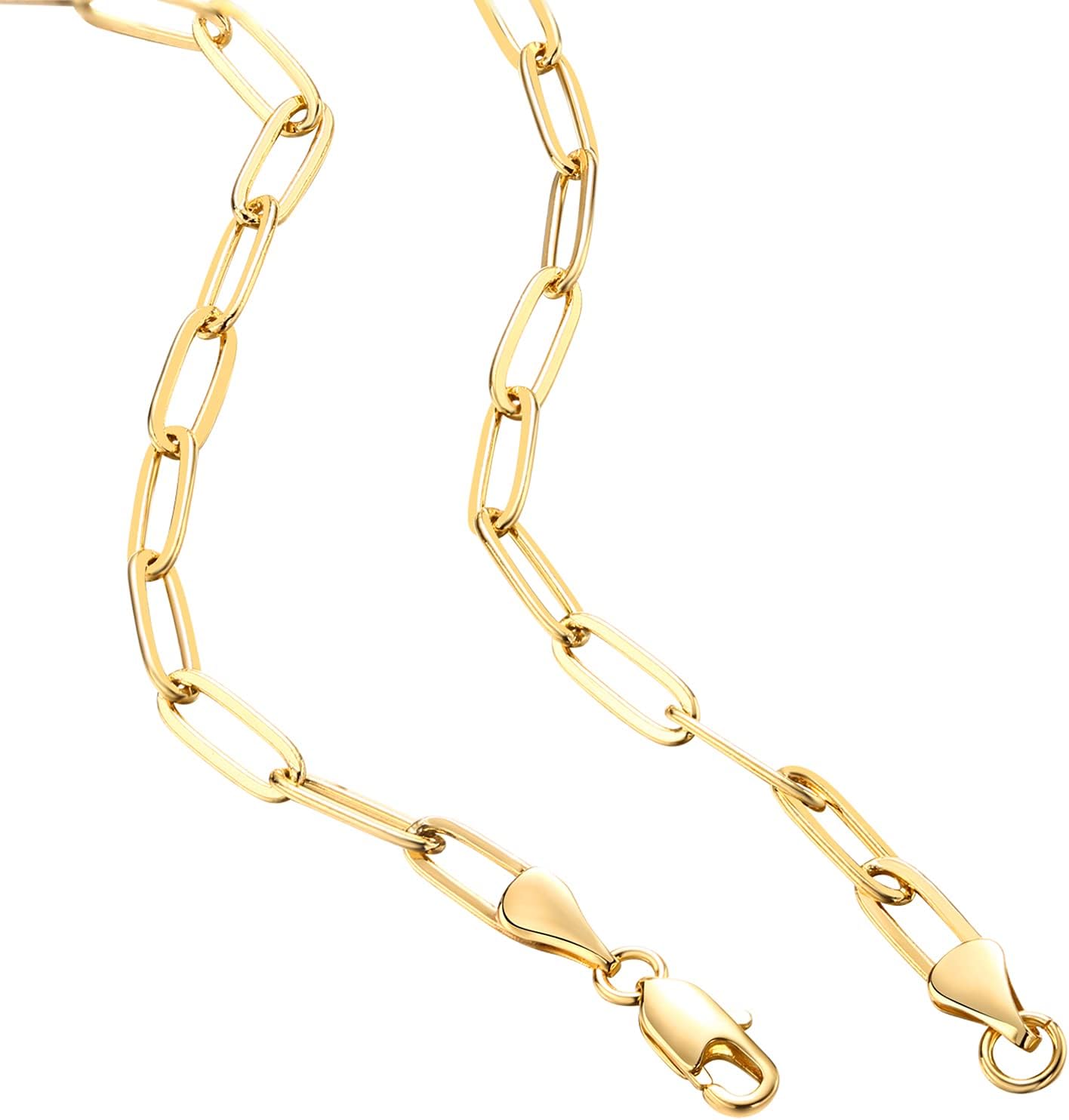 Manufacturer  PAVOI 14K Gold Plated Curb Paperclip Box Sphere Bead Snake Herringbone and Figaro Chain Adjustable Necklace  Necklace