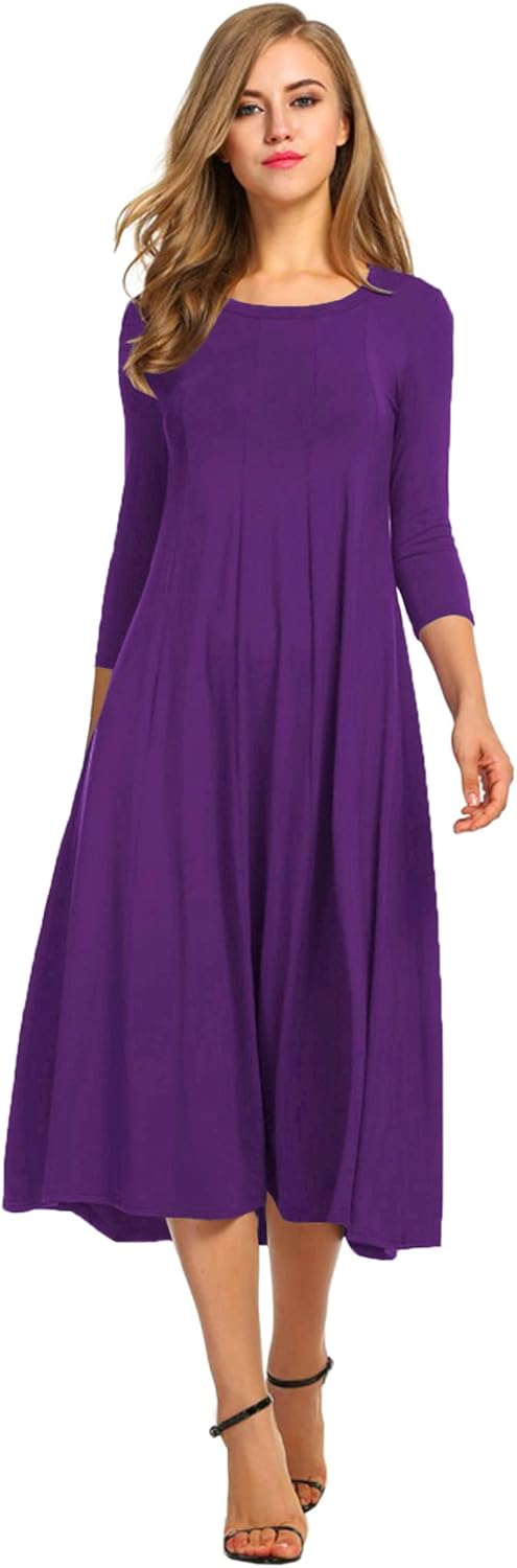 Manufacturer  HOTOUCH Women's 3/4 Sleeve A-line and Flare Midi Long Dress dresses