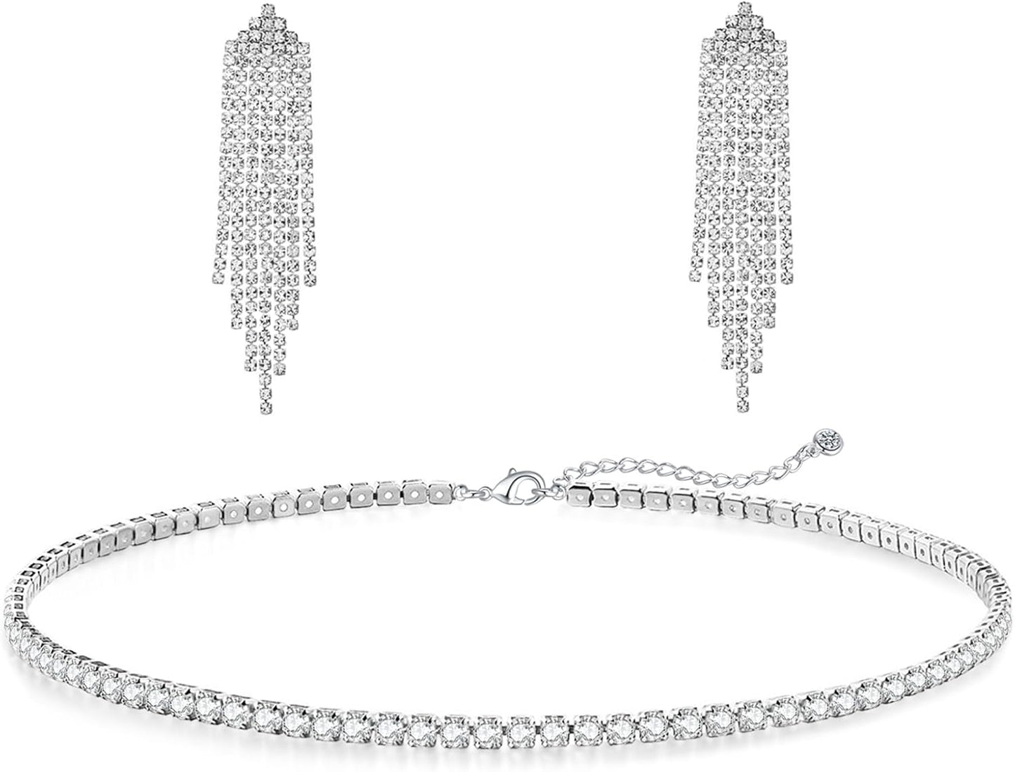 Manufacturer  Tennis Necklace Bracelet for Women, Sterling Sliver, Dainty Chocker Necklace, Crystal Bracelet for Women, Wedding Jewelry for Bride, Sparkly Party Prom Hypoallergenic  Necklace