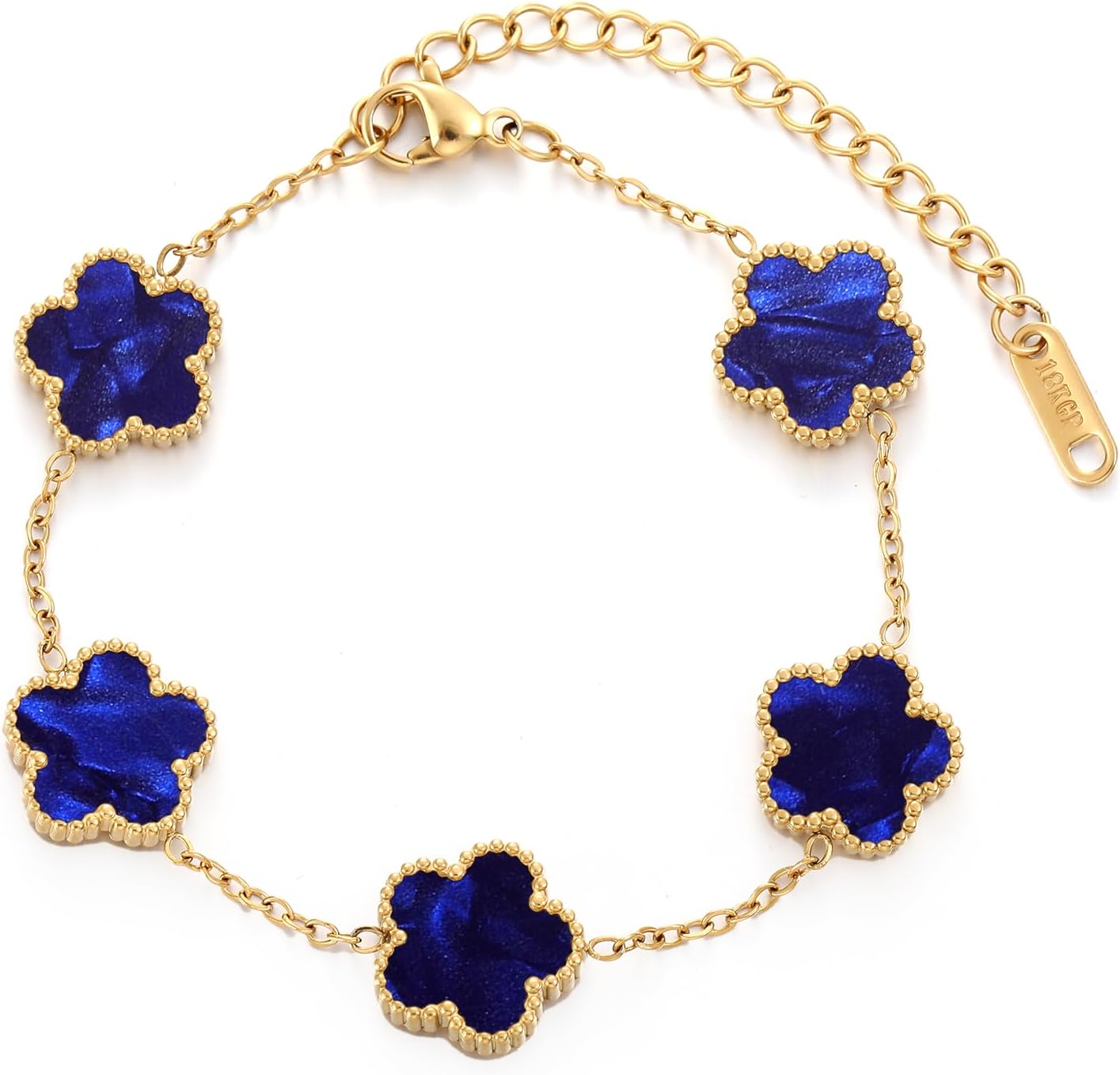 Manufacturer  TICVSS Four Leaf Clover Bracelet for Women 18K Gold Plated Stainless Steel Lucky 4 Leaf Gold Link Bracelet Jewelry Gift for Women  bracelets
