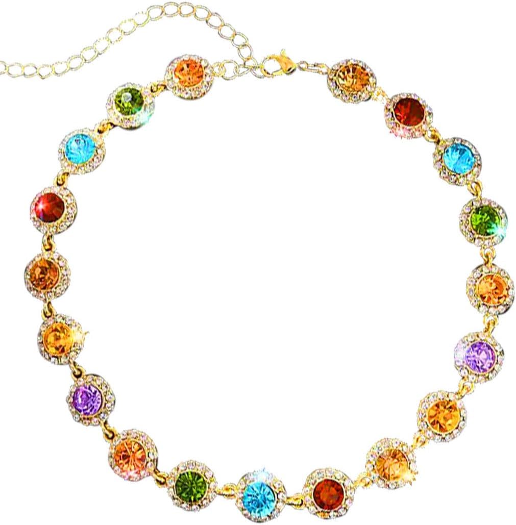 Manufacturer  ACEDRE Colorful Crystal Choker Necklace Sparkly Rhinestone Chokers Necklaces Gold Chain Party Prom Neck Jewelry for Women  necklace