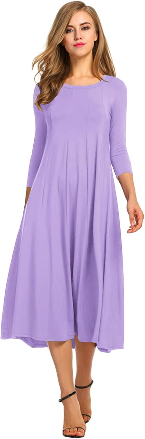 Manufacturer  HOTOUCH Women's 3/4 Sleeve A-line and Flare Midi Long Dress dresses
