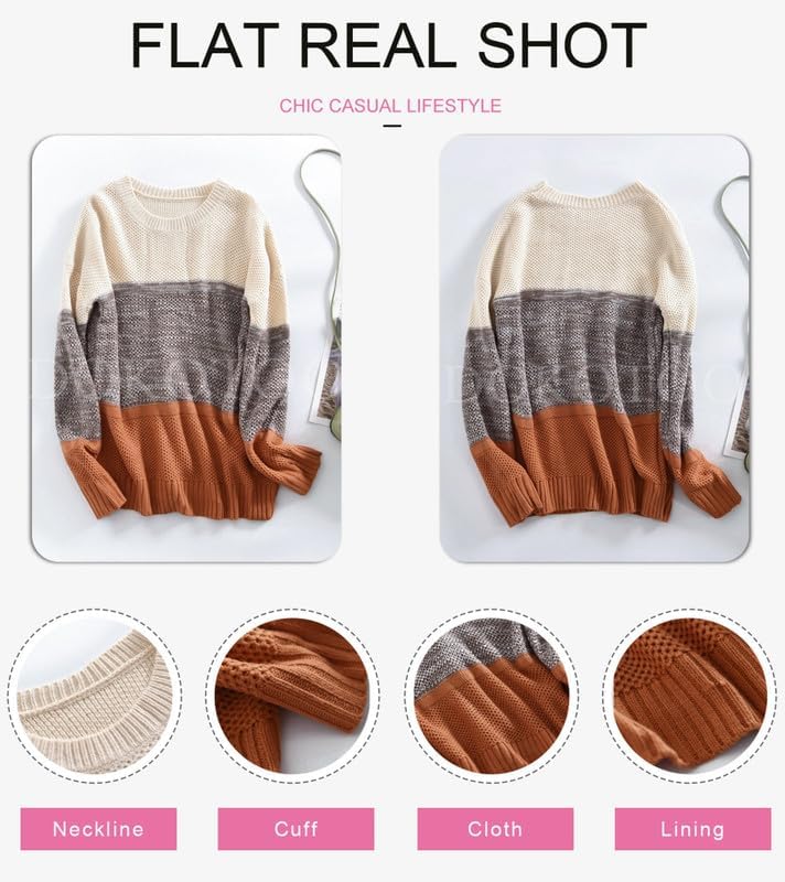 Manufacturer  Dokotoo Womens Color Block Sweaters Long Sleeve Crewneck Pullover Knit Jumper Tops   sweaters