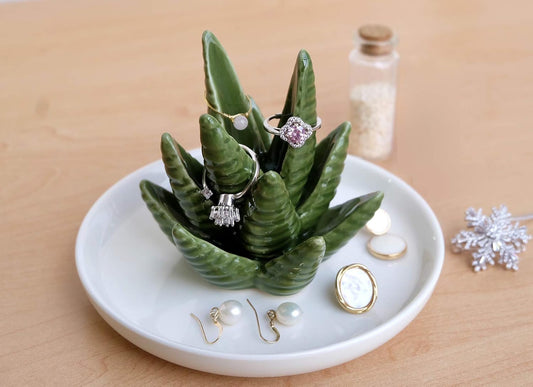 Manufacturer  PUDDING CABIN Aloe Ring Holder,Cactus Ring Dish,Jewelry Holder Trinket Tray for Rings Earrings Necklace Organizer,Bridesmaid Christmas Birthday Gift for Women Girls   rings