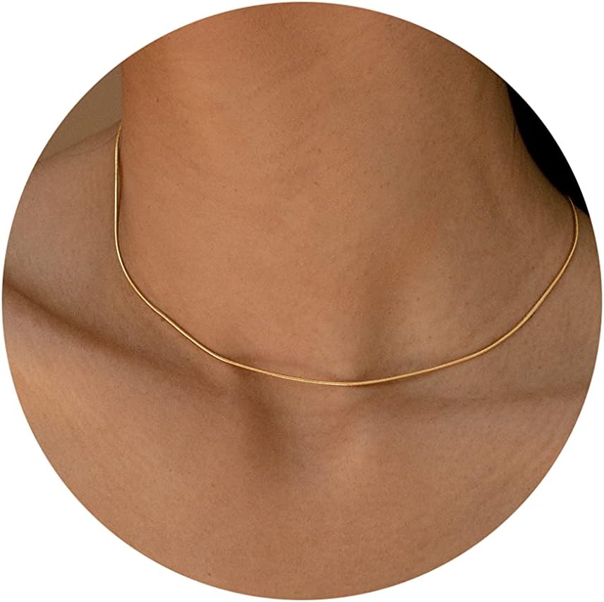Manufacturer  DEARMAY 14K Gold Necklaces for Women, Dainty Gold Herringbone Choker Necklace for Women Thin Layered Chunky Snake Chain Necklaces Jewelry for Teen Gifts  Necklace