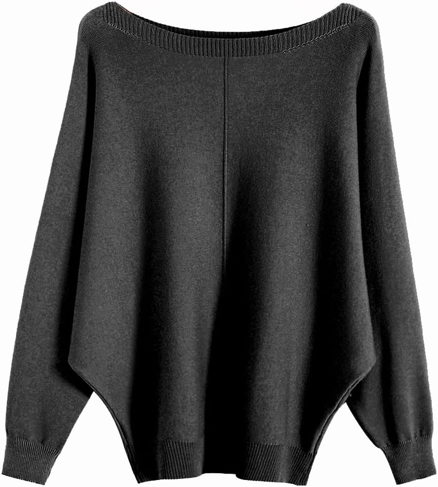 Manufacturer  Ckikiou Womens Lightweight Oversized Boat Neck Sweaters Tops Dolman Batwing Sleeve Ribbed Knitted Pullovers   sweaters
