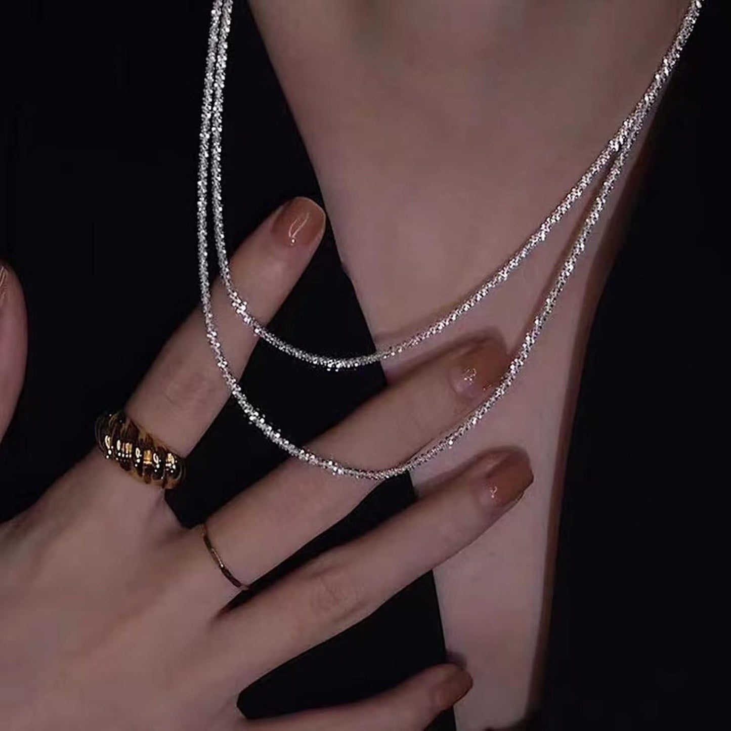 Manufacturer  Tasiso Herringbone Choker Necklace Set Double Layer Snake Chain Herringbone Chain Necklace Layering Necklace Set Cuban Chain Necklace for Women  Necklace
