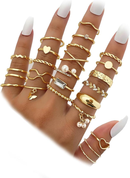 Manufacturer  IFKM 51 Pcs Gold Knuckle Rings Set For Women Girls Vintage Stackable Joint Finger Midi Rings Dainty Cubic Zirconia Crystal Simple Twist Hollow Cute Rings Pack Jewelry Gift   rings