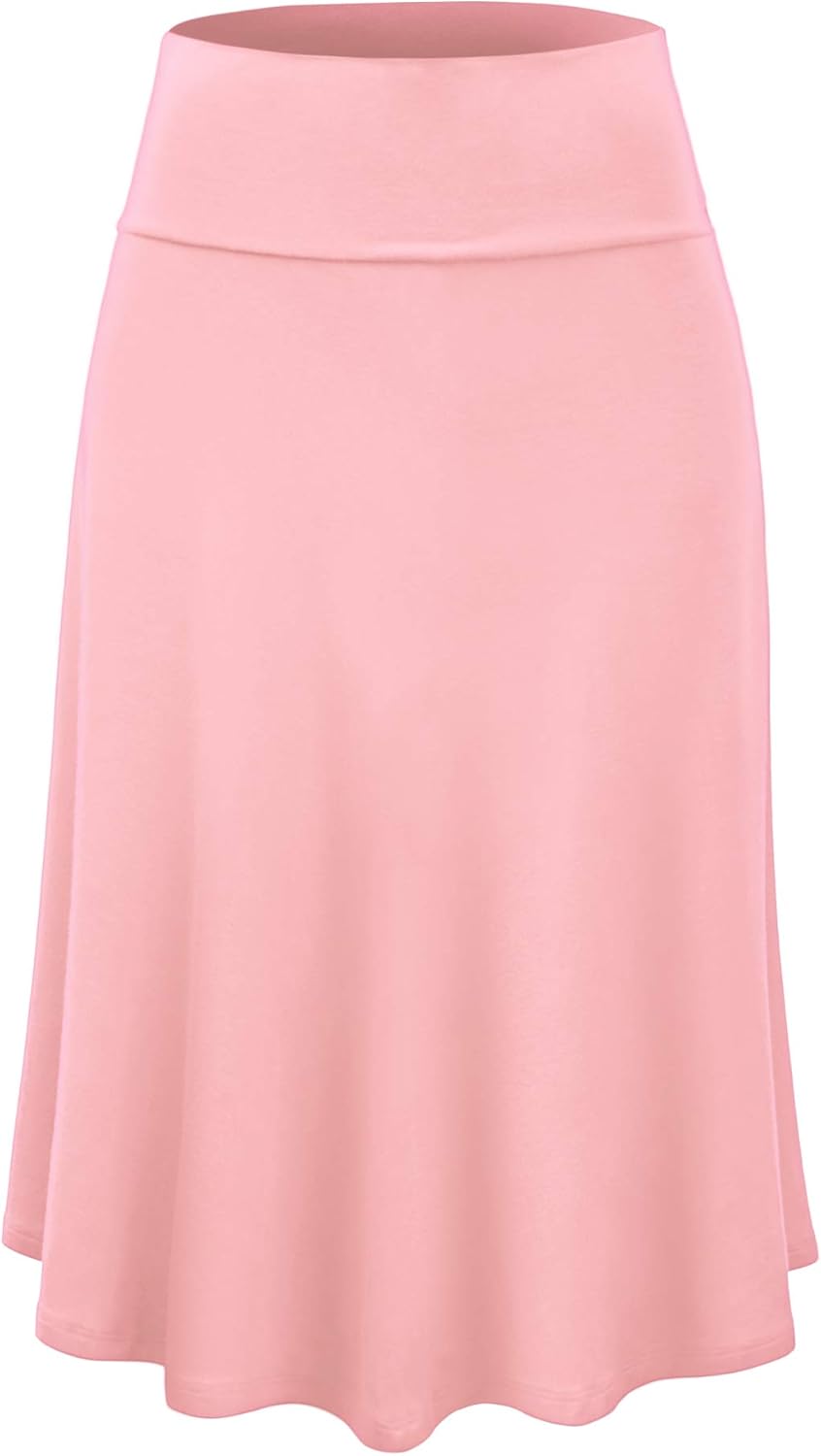 Manufacturer  Lock and Love Women's Solid Ombre Lightweight Flare Midi Pull On Closure Skirts S-XXXL Plus Size