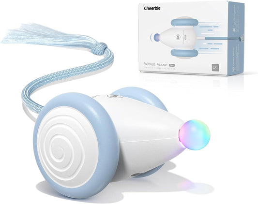 Manufacturer  Cheerble Interactive Cat Toys for Indoor Cats, Automatic Moving Kitten Toys, Wicked Mouse Neo Cat Toy with Tail & Lights, Pet Cat Supplies, Rechargeable Cat Toys for Bored Indoor Adult Cats,Blue    Cat toy