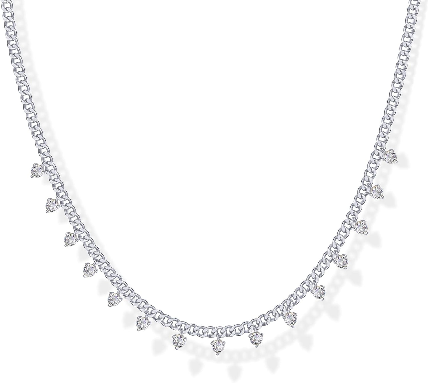 Manufacturer  PAVOI 14K Gold Plated Station Necklace - Simulated Diamond BTY Layering Necklaces - Womens CZ Chain  Necklace