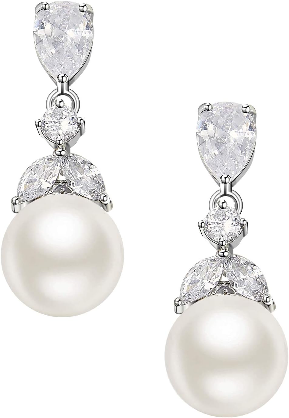 Manufacturer  SWEETV Cubic Zirconia Pearl Drop Wedding Earrings for Brides, Ivory Bridal Pearl Earrings for Bridesmaid Jewelry Gift  earring