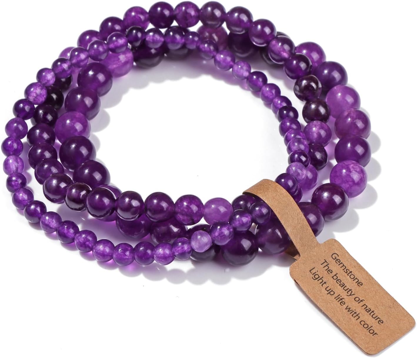 Manufacturer  3 PCS Healing Crystal Bracelets for Women 8mm Natural Stone Beaded Stretch Bracelet Amethyst Jewelry Gifts  bracelets