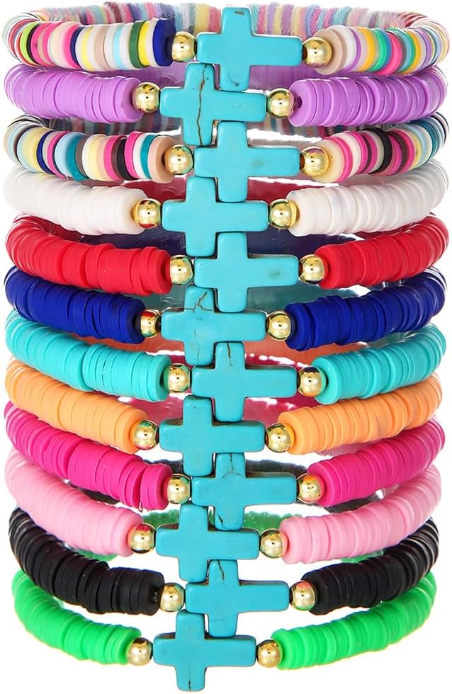 Manufacturer  12pcs Friendship Bracelets Beaded Bracelets Heishi Bracelet Cute Bracelets Stack Vinyl Clay Disc Bead Surfer Stretch Summer Beach Bracelets For Women Preppy Bracelets  bracelets