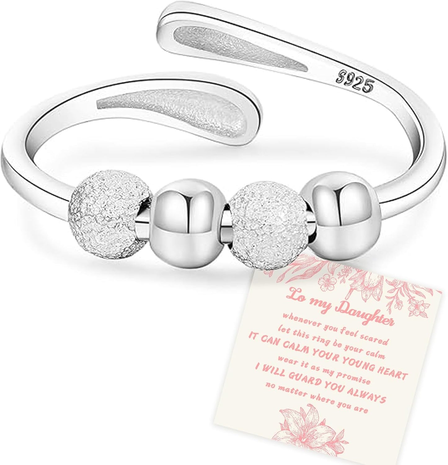 Manufacturer  Senteria Anxiety Rings for Women Sterling Silver Rings Adjustable Stress Spinner Rings with Beads Fidget Rings for Anxiety Women   rings