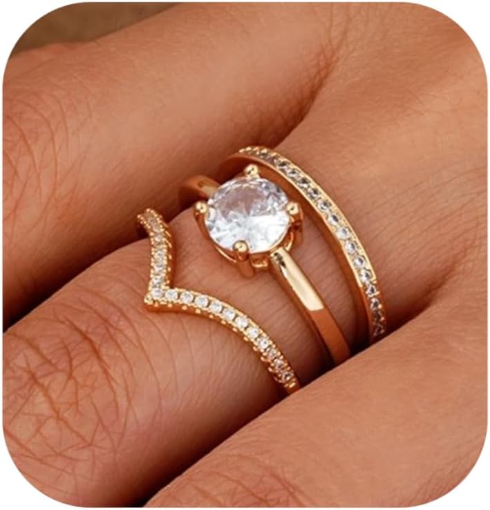 Manufacturer  FAXHION Gold Rings for Women Non Tarnish, 14k Gold Plated Dainty Stacking Cubic Zirconia Thumb Rings, Gold Knuckle Women Rings Set Jewelry Size 5-10   rings