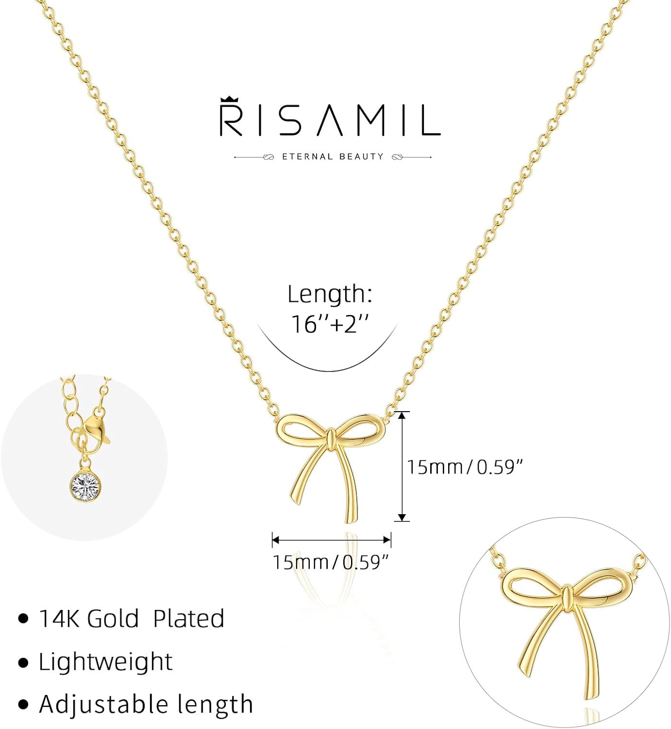 Manufacturer  Gold Necklace for Women - Bow Necklace 14K Dainty Gold Necklace Cute Small Tiny Bow Pendant Choker Chain Necklace Trendy Necklaces for Women Gold Jewelry Gift  Necklace