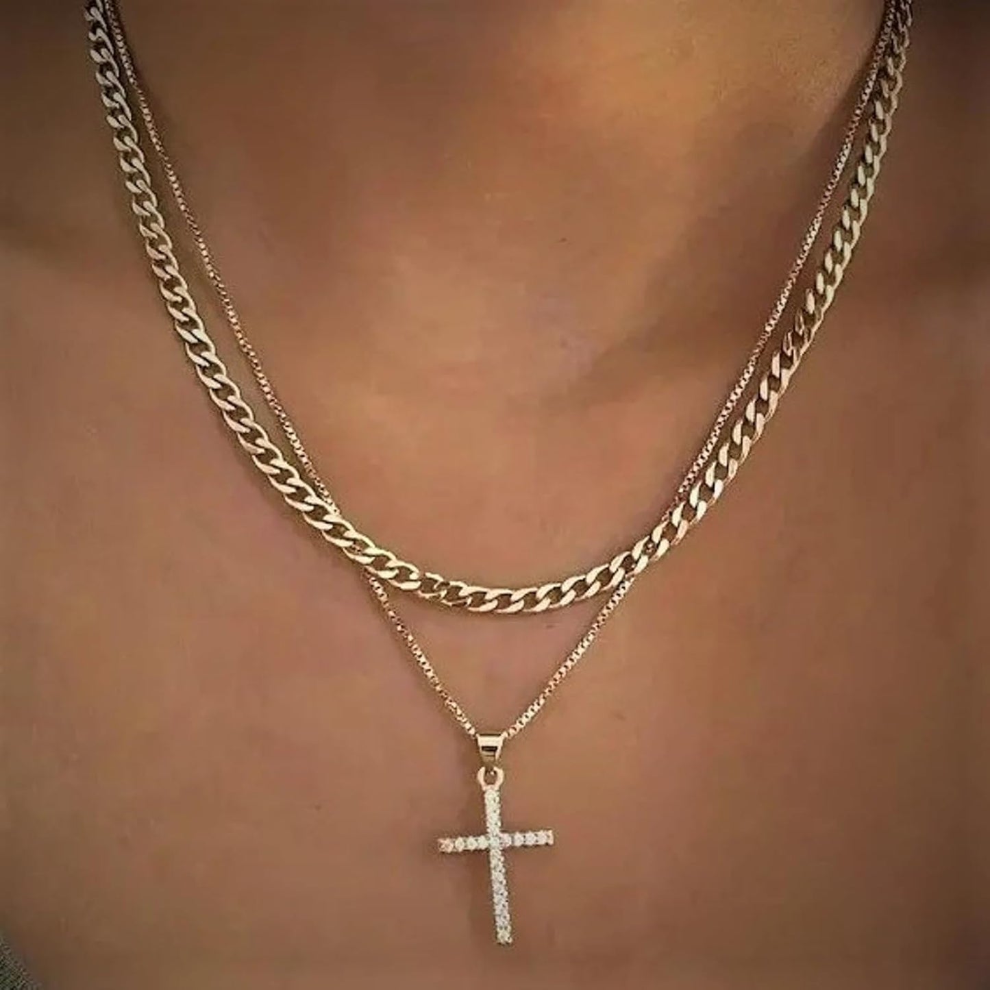 Manufacturer  Cross Necklace for Women,Stackable Stacked Stacking Layering Layered Necklaces Dainty Gold Necklace Paperclip Box Flat Mariner Chain Necklace Cross Pendant CZ Diamond Simple Jewelry Gift  Necklace