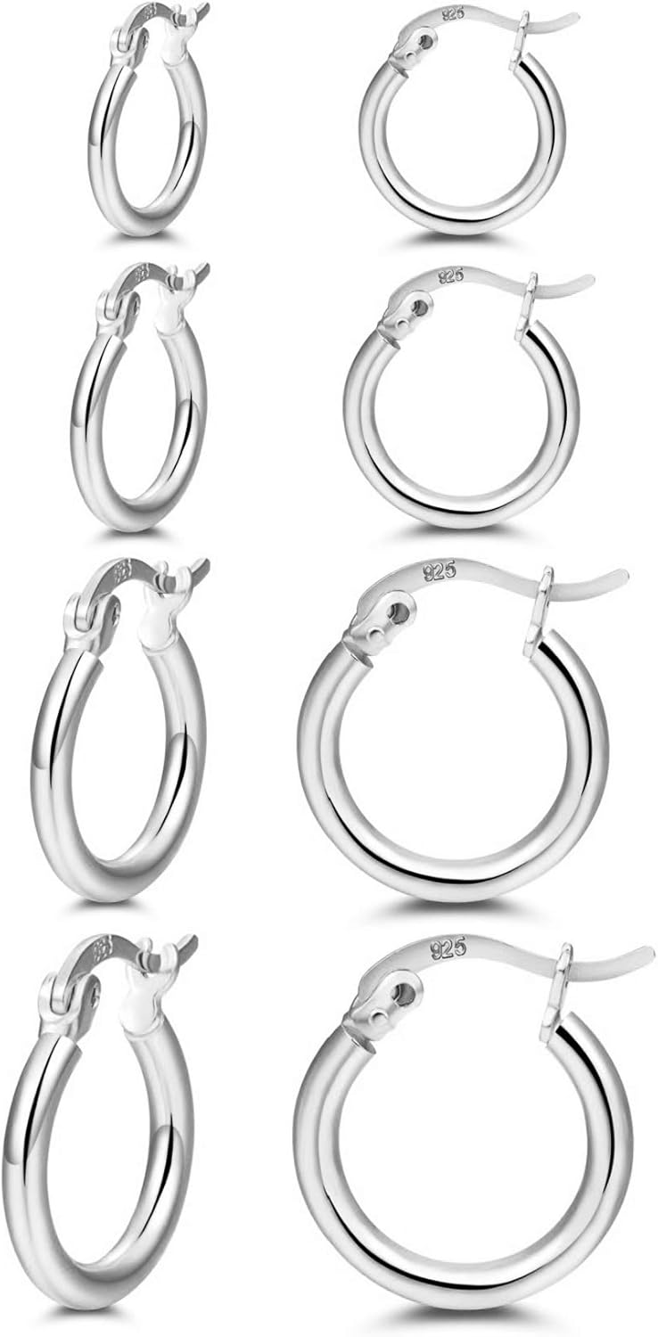 Manufacturer  14K Gold Plated Hoop Earrings for Women, 4 Pairs Sterling Silver Post Small Hoops, Gold Huggie Earrings Set for Women Men (13mm 15mm 20mm 25mm)   rings