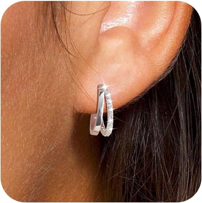 Manufacturer  Dainty Small Hoop Earrings for Women -Trendy 14K Gold/Silver Plated Hypoallergenic Lightweight Huggie Earring Double Hoops Earrings for Women Fashion  earring