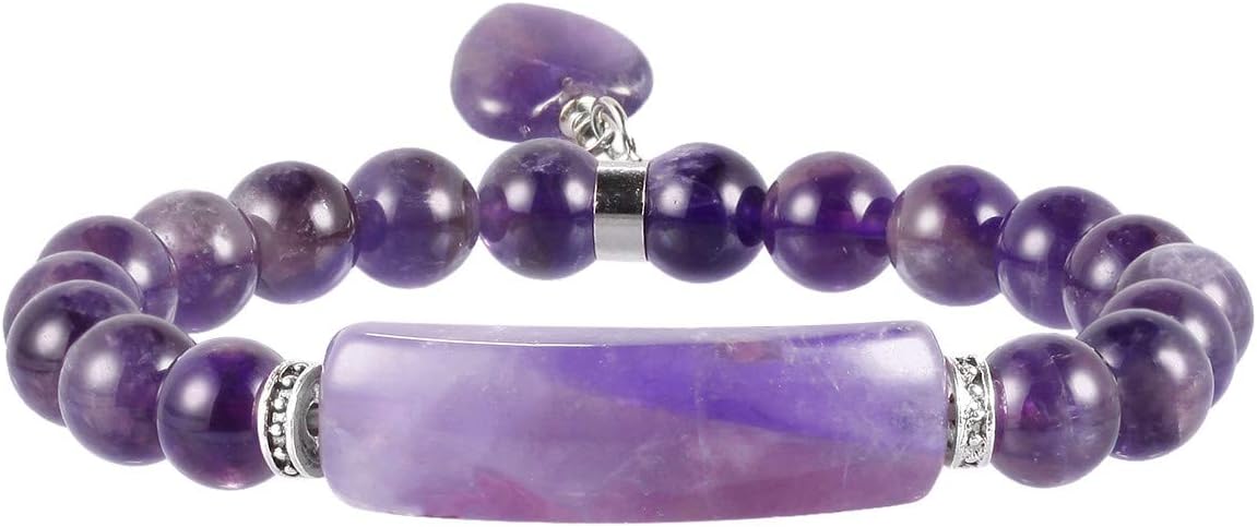 Manufacturer  TUMBEELLUWA Healing Stone Bracelet 8mm Beads Chakra Crystal Energy Heart Charm Bracelet Handmade Jewelry for Women  bracelets
