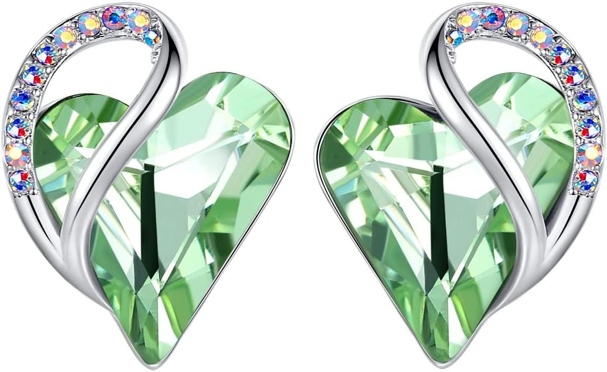 Manufacturer  Earrings for Women, Mothers Day Gift for Mom, Heart Birthstone Crystal Stud Earring, Silver Plated Birthday Jewelry  earring