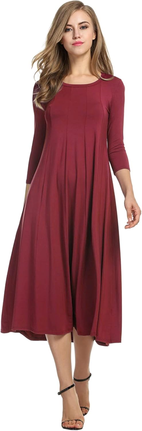 Manufacturer  HOTOUCH Women's 3/4 Sleeve A-line and Flare Midi Long Dress dresses