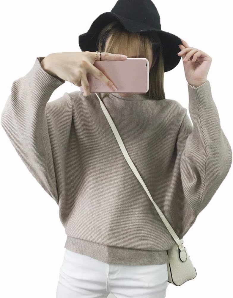 Manufacturer  Ckikiou Womens Lightweight Oversized Boat Neck Sweaters Tops Dolman Batwing Sleeve Ribbed Knitted Pullovers   sweaters