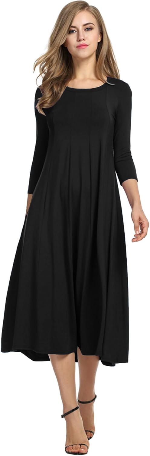 Manufacturer  HOTOUCH Women's 3/4 Sleeve A-line and Flare Midi Long Dress dresses