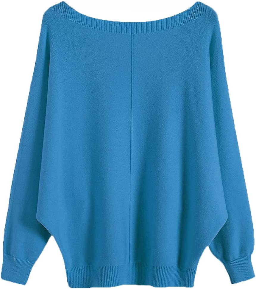 Manufacturer  Ckikiou Womens Lightweight Oversized Boat Neck Sweaters Tops Dolman Batwing Sleeve Ribbed Knitted Pullovers   sweaters