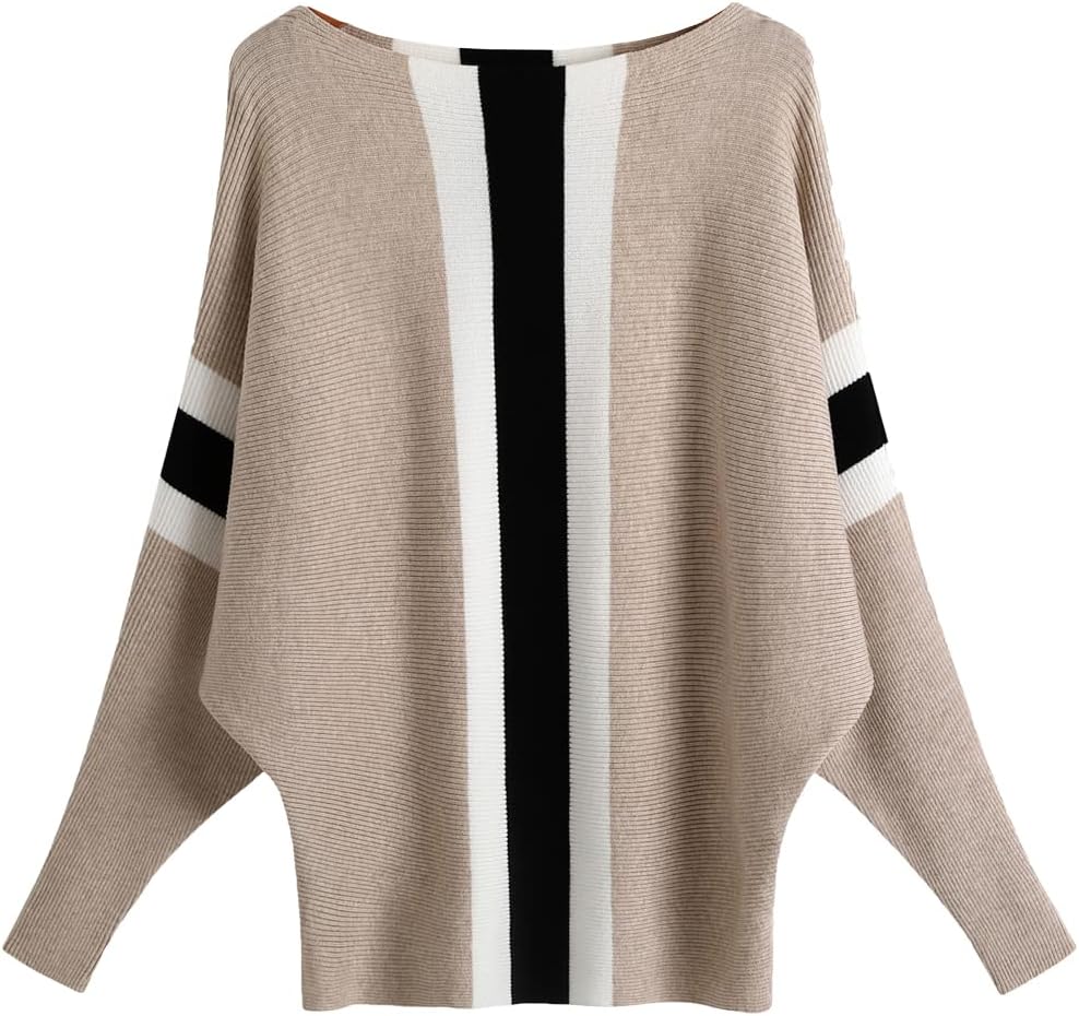 Manufacturer  Ckikiou Womens Lightweight Oversized Boat Neck Sweaters Tops Dolman Batwing Sleeve Ribbed Knitted Pullovers   sweaters