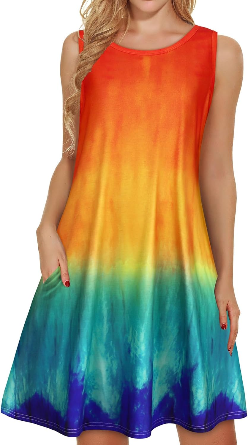 Manufacturer  elescat Women's Summer Dresses 2025 Beach Casual Sleeveless Floral Print Tank Loose Sundress with Pocket dresses