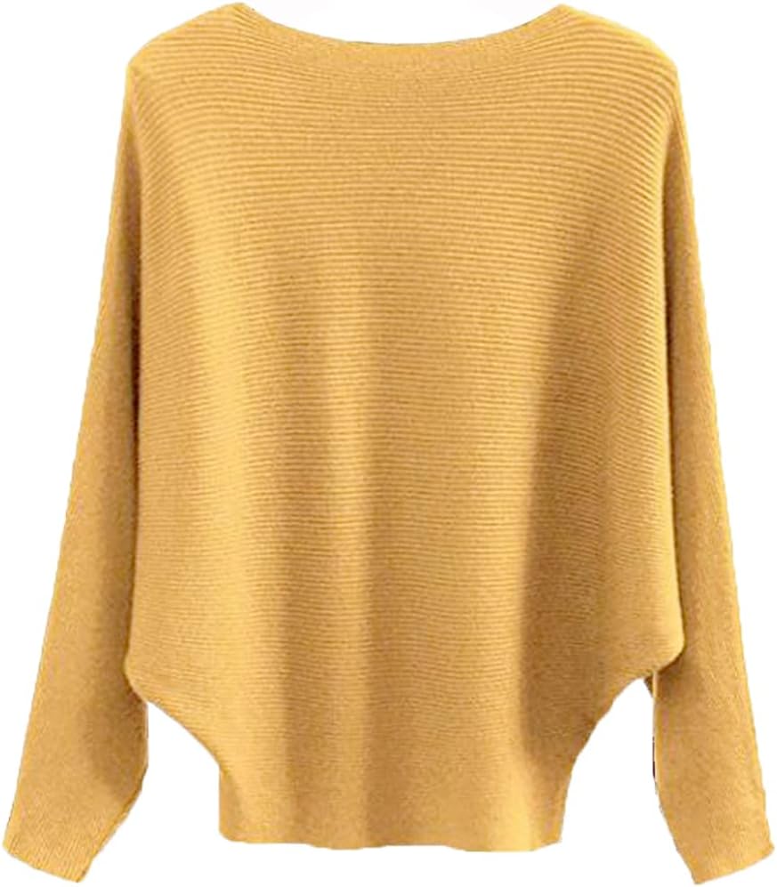 Manufacturer  Ckikiou Womens Lightweight Oversized Boat Neck Sweaters Tops Dolman Batwing Sleeve Ribbed Knitted Pullovers   sweaters