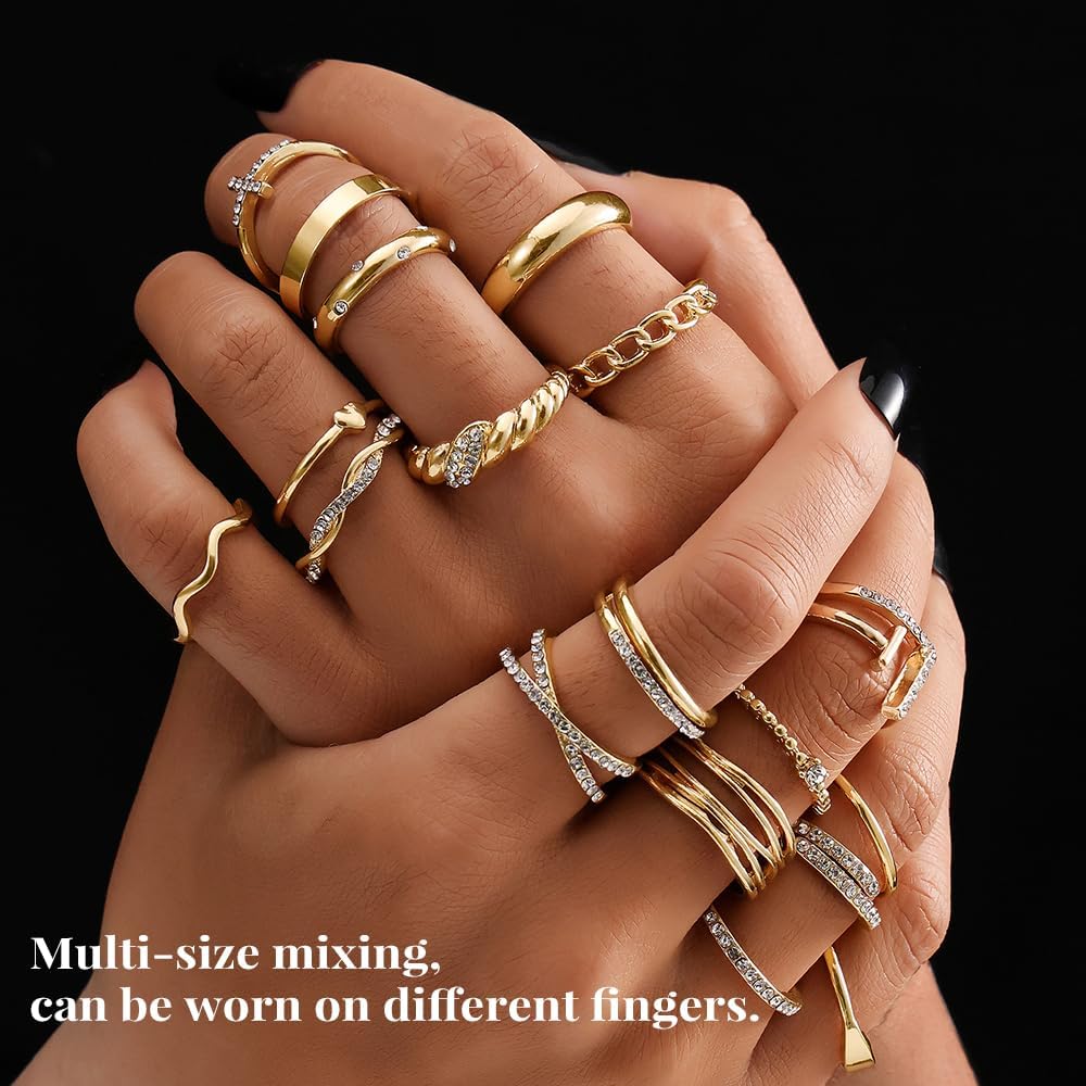 Manufacturer  KISS WIFE Gold Knuckle Rings Set for Women, Dainty Simple Trendy Cute Stackable Finger Rings Pack, Perfect for Stacking Layering on Thumb and Knuckle, Mixed Size, Jewelry Gift   rings