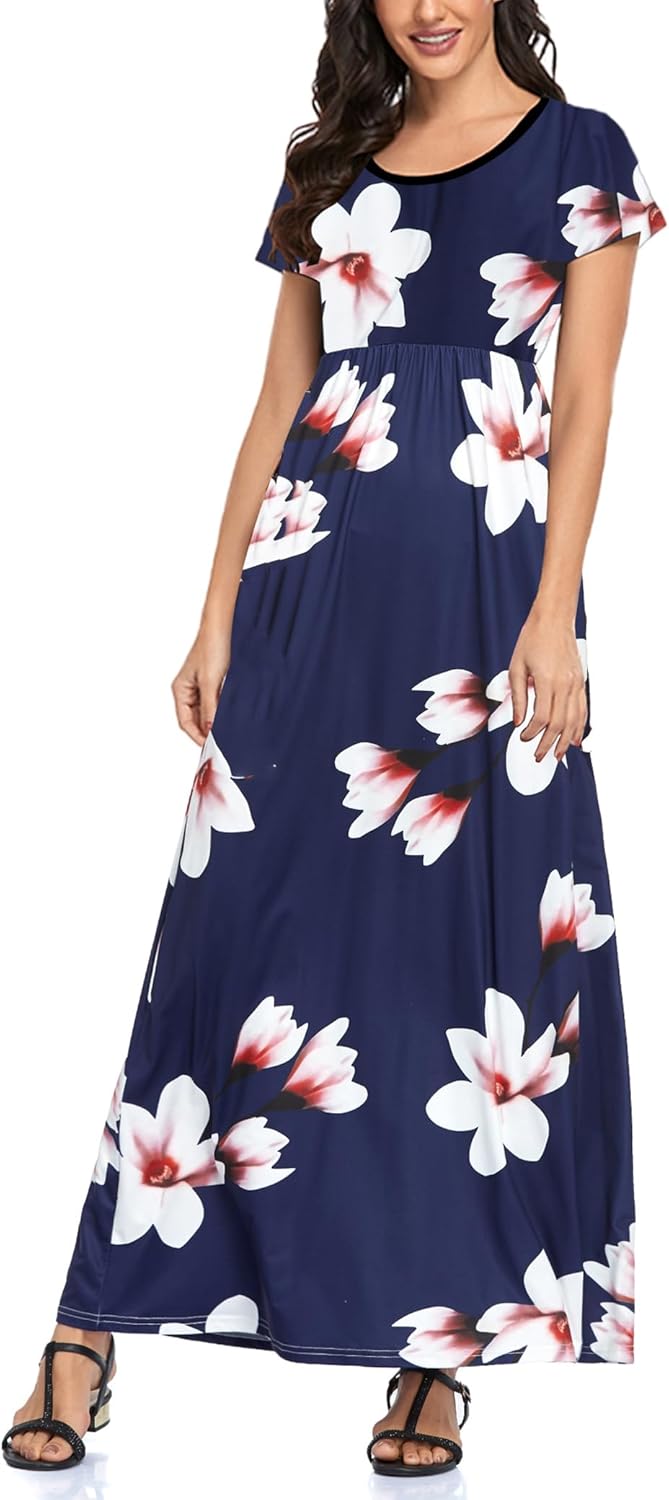 Manufacturer  Lacavocor Womens Short Sleeve Maxi Dresses Empire Waist Long Dress dresses