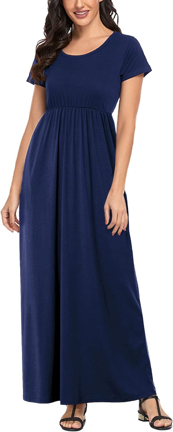 Manufacturer  Lacavocor Womens Short Sleeve Maxi Dresses Empire Waist Long Dress dresses