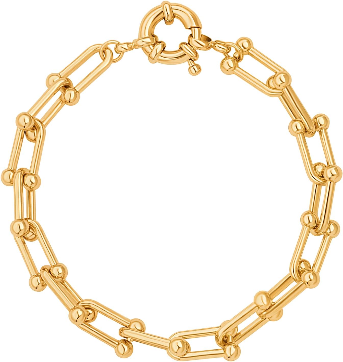 Manufacturer  SOFYBJA 18k Gold Plated Personalized Chunky Cuban Oval Link Chain Bracelets for Men Toggle Rope Bracelet Jewelry for Women  bracelets